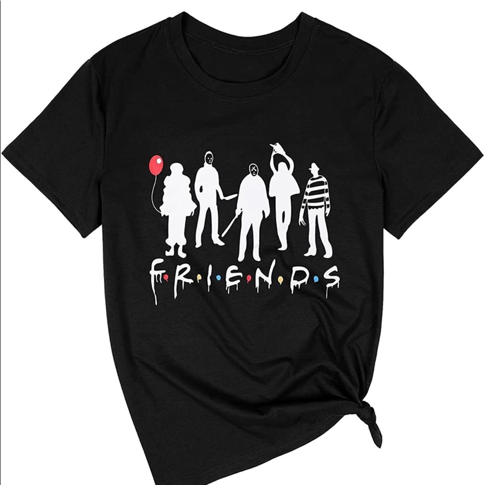 Halloween Friends Shirt Women Funny Halloween Party Shirt Horror Movies Novelty